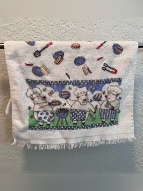Vintage Cannon Chef Pig BBQ Kitchen Hand Towel Farmhouse Decor